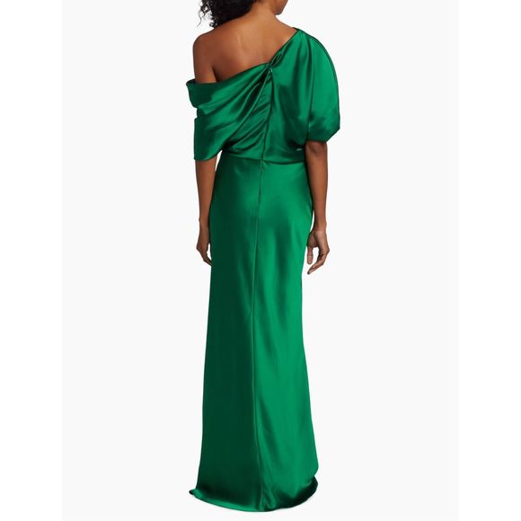 Amsale Satin One-Shoulder Gown - Picture 3 of 9
